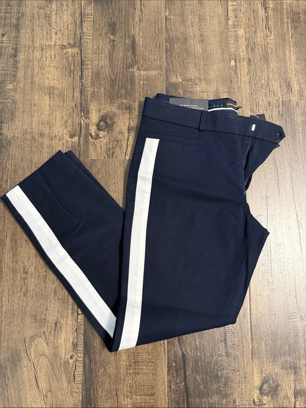 NWT Banana Republic Navy Pants with White Side Stripe